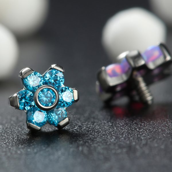 Titanium Prong Set CZ Flower End - Image 4