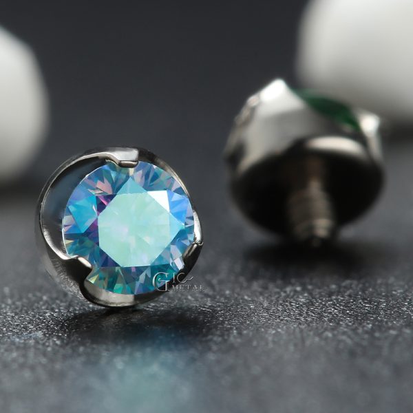 Titanium Internally Threaded Faceted Claw Set Cubic Zircon End - Image 4
