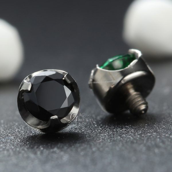 Titanium Prong Set Faceted Gem Internally Threaded End - Image 4