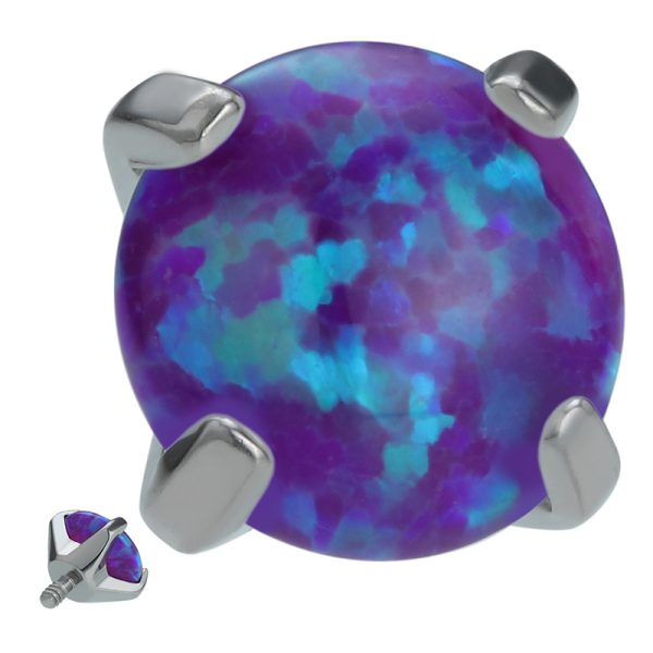 Titanium Internally Threaded Four Prong Set Opal End - Image 2