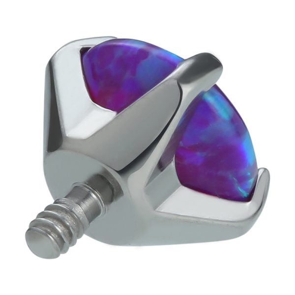 Titanium Internally Threaded Four Prong Set Opal End - Image 3