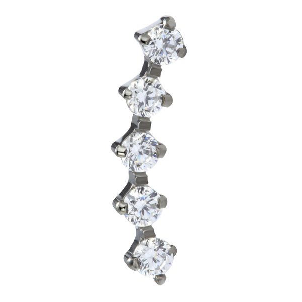 Titanium Threadless Crescent Cluster Prong Set Cubic Zircon End - Image 2