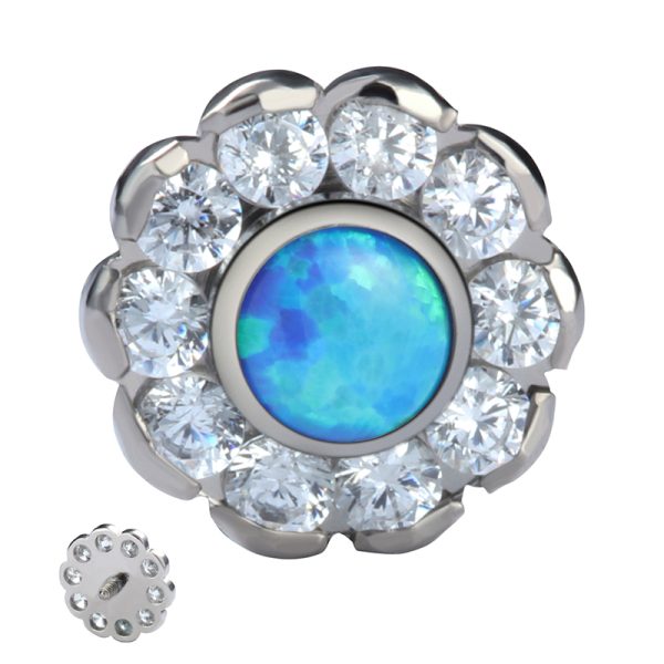 Titanium Internally Threaded Prong Set CZ Sunflower End - Image 3