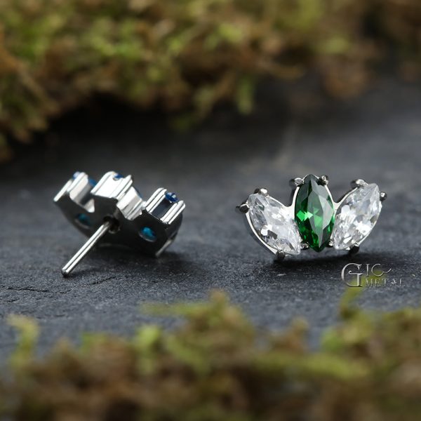 Titanium Theadless Marquise Fan CZ End - Image 3