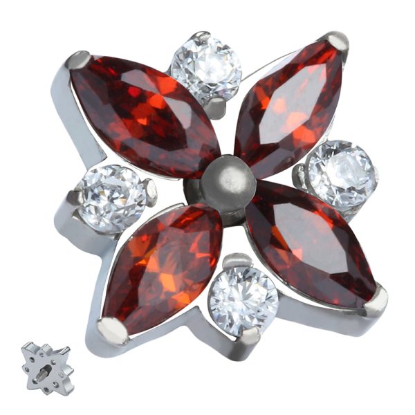 Titanium Internally Threaded Four Marquises with Four Round CZ - Image 2
