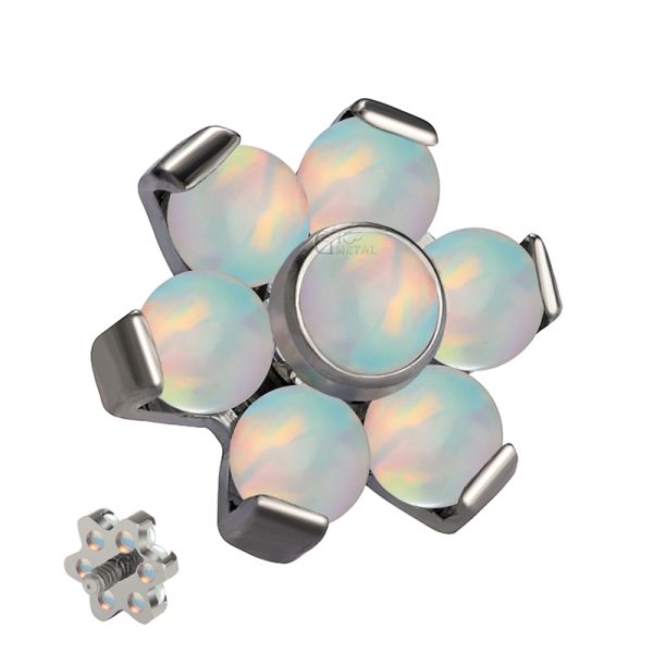 Titanium Bezel Set Center Opal Flower End - Image 2