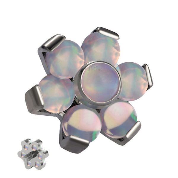 Internally Threaded Prong Set Opal Flower End - Image 2