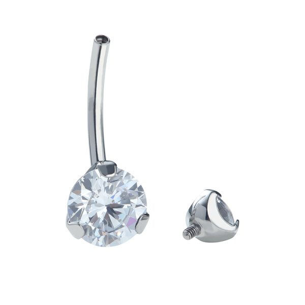 Prong Set Titanium Navel Ring - Image 3