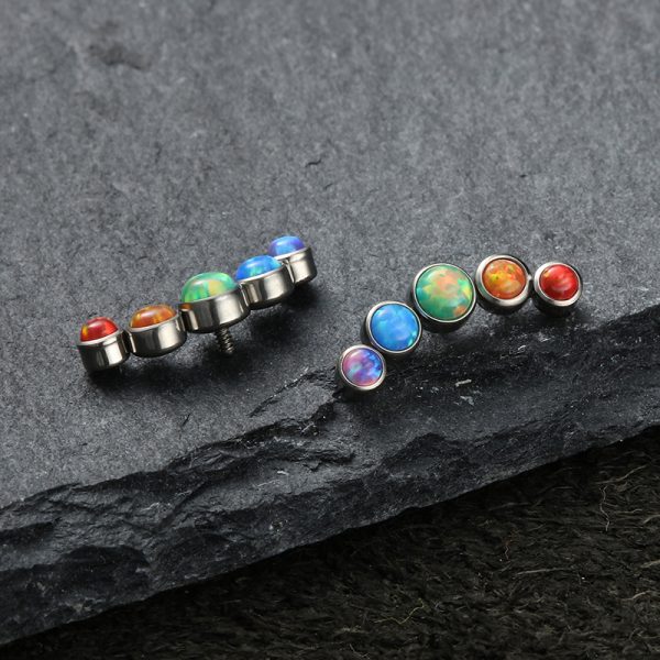 Titanium Curved Bezel Set Opal End - Image 5