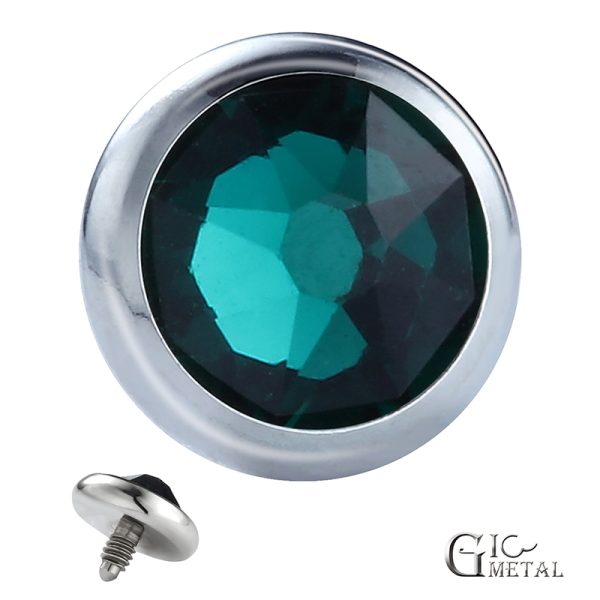 Titanium Internally Threaded Bezel Set Crystal End - Image 2