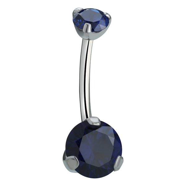 Double Gemmed Titanium Belly Button Ring - Image 2