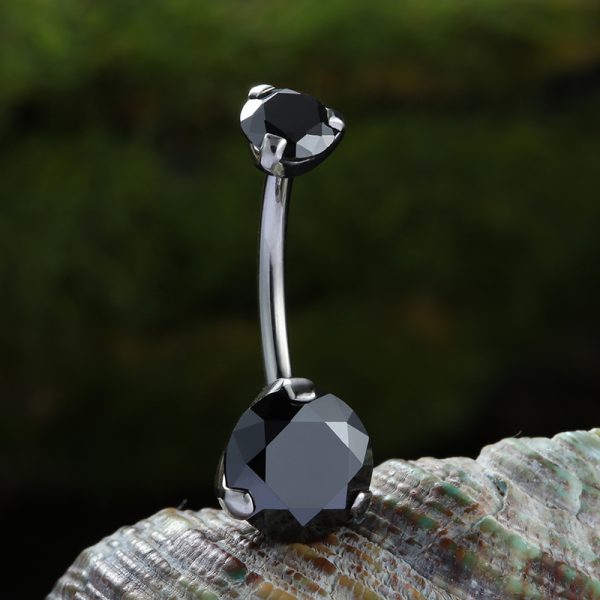 Double Gemmed Titanium Belly Button Ring - Image 3