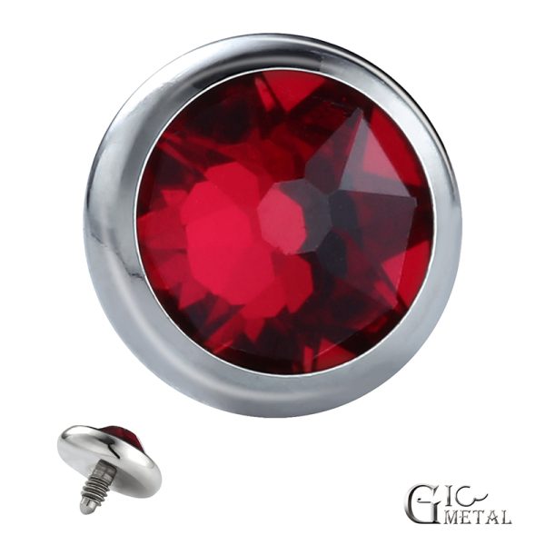 Titanium Threaded End with Siam Crystal - Image 2