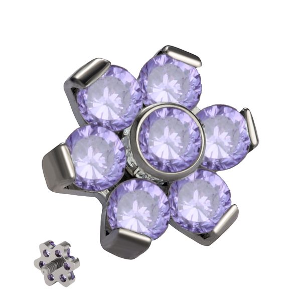Titanium Prong Set CZ Flower End - Image 3