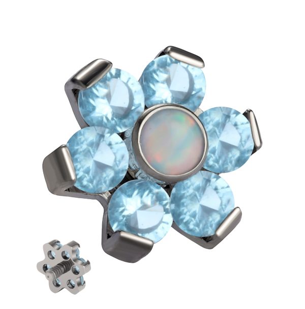 Opal Center Set CZ Flower Titanium End - Image 2
