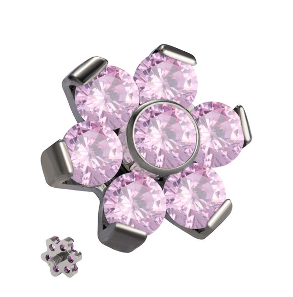 Full CZ Set Titanium Flower End - Image 2