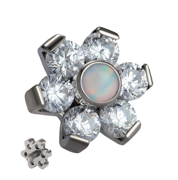 Opal Center Prong Set CZ Flower End - Image 3