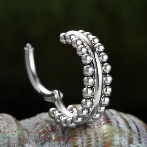 Beaded Two Layer Titanium Hinged clicker ring - Image 3
