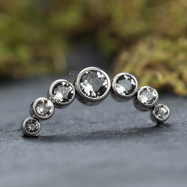 Titanium Crescent Gem Cluster End - Image 4