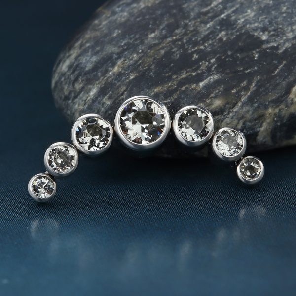 Titanium Crescent Gem Cluster End - Image 3