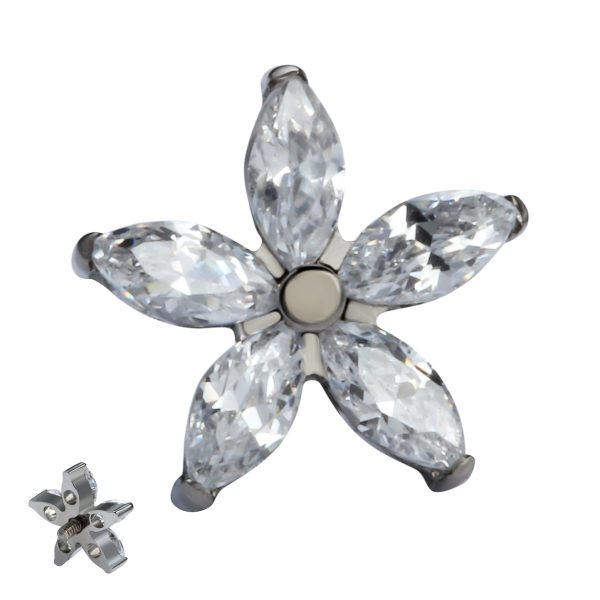 Titanium Internally Threaded 5-Marquise Cluster Star End - Image 2