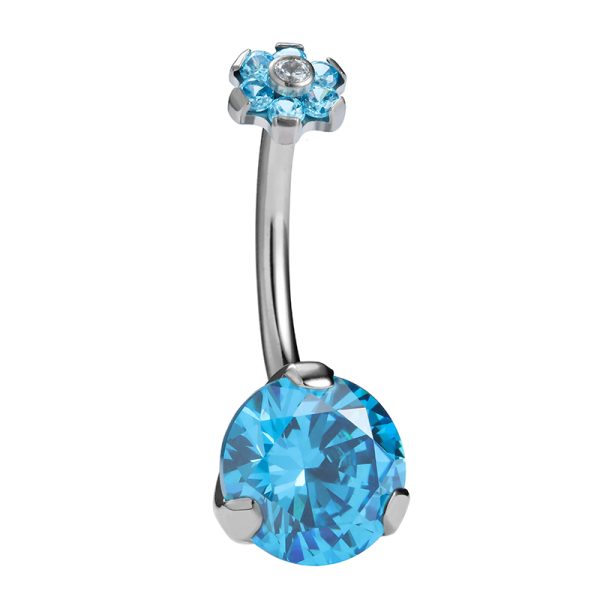 Titanium Flower Top Internally Threaded Belly Ring - Image 3