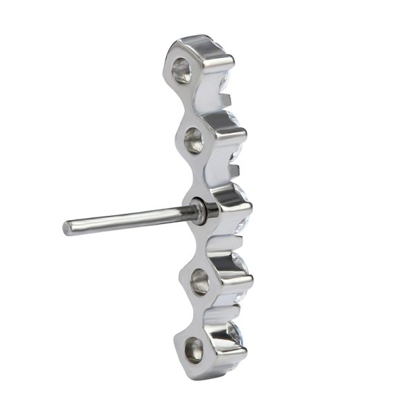 Titanium Threadless Crescent Cluster Prong Set Cubic Zircon End - Image 4