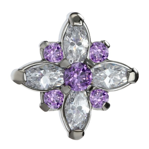 Titanium Internally Threaded Four Marquises with Five Round CZ Threaded End - Image 2
