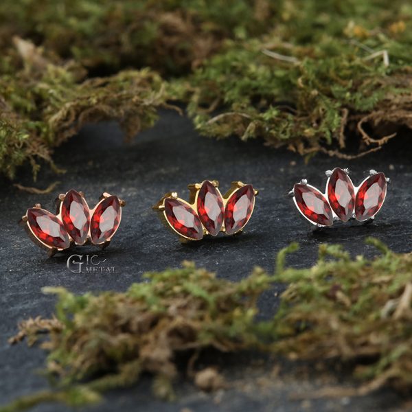 Titanium Theadless Trio Marquise Gem End - Image 3