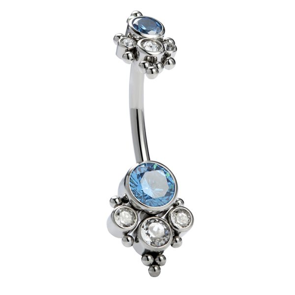 Titanium Gem Cluster Internally Threaded Belly Ring - Image 2
