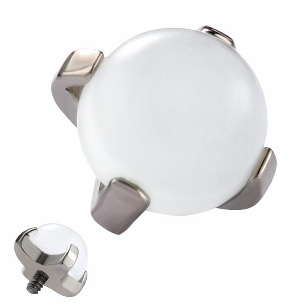 Titanium Internally Threaded Four Prong Set Moonstone End - Image 2