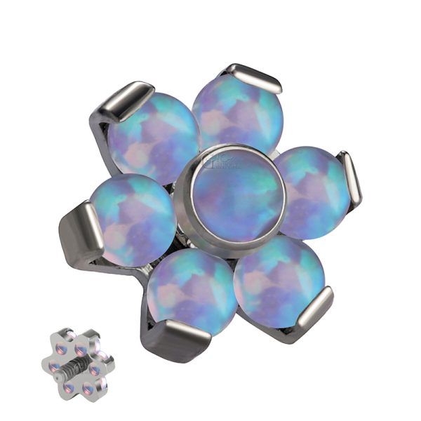 Titanium Prong Set Opal Gemmed Flower End - Image 2
