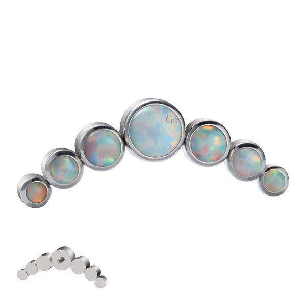 Titanium Internally Threaded Crescent Cluster Bezel Set Opal End - Image 4