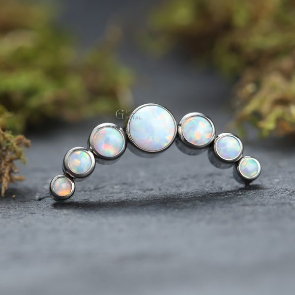 Titanium Internally Threaded Crescent Cluster Bezel Set Opal End - Image 3