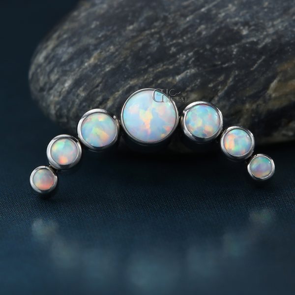 Titanium Internally Threaded Crescent Cluster Bezel Set Opal End - Image 2