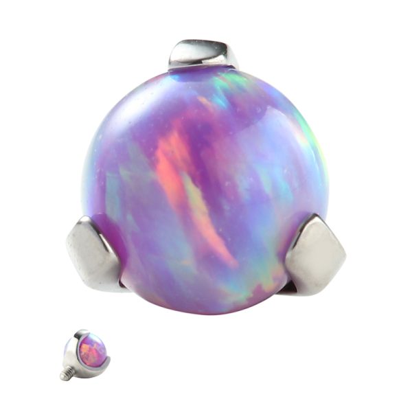 Titanium Internally Threaded Three Prong Set Opal End - Image 2