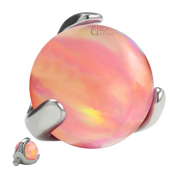 Titanium Three Prong Set Round Opal End - Image 2