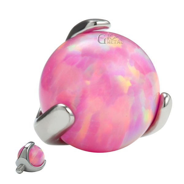 Three Prong Set Round Opal Titanium End - Image 2