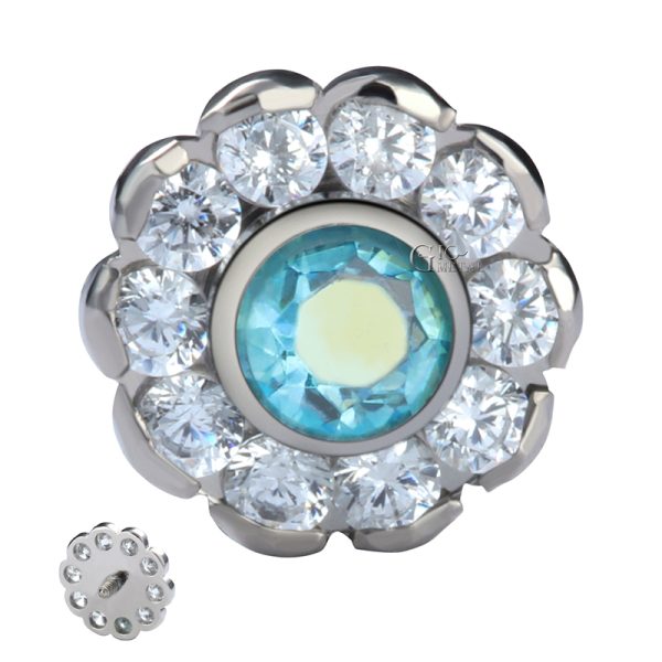 Prong Set CZ Sunflower Titanium End - Image 2