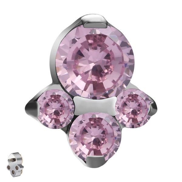 Titanium Internally Threaded Prong Set Cluster CZ End - Image 2