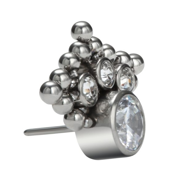 Titanium Threadless Beaded Curved Cluster CZ End - Image 3