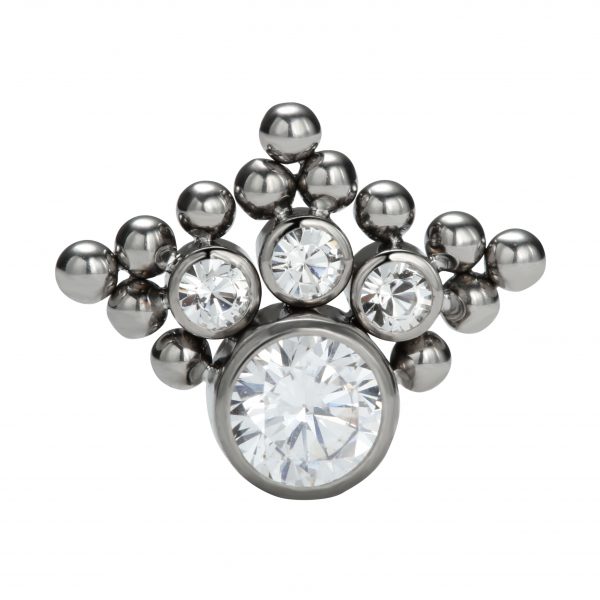 Titanium Threadless Beaded Curved Cluster CZ End - Image 4