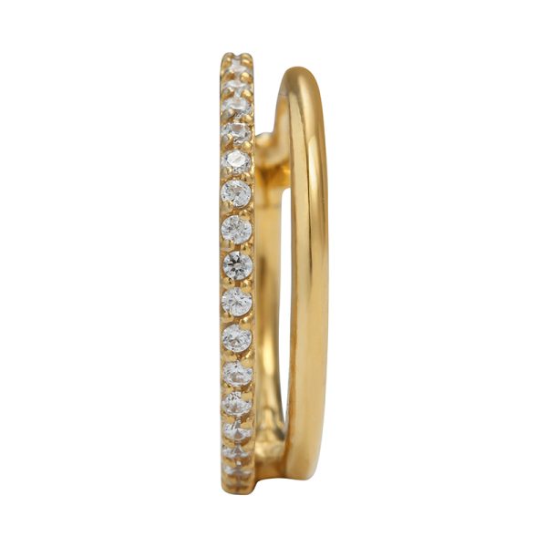 Titanium  Gold Two layer Gemmed Hinged Daith Ring - Image 2