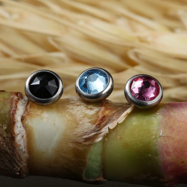 Titanium Threaded End with Pink Crystal - Image 3