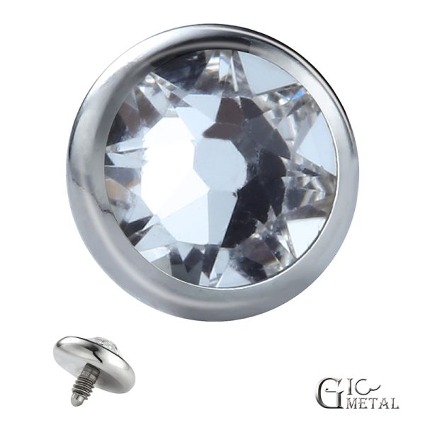 Titanium Internally Threaded Round Crystal End - Image 3