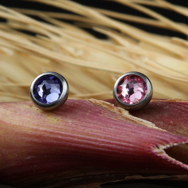 Titanium Threaded End with Pink Crystal - Image 5
