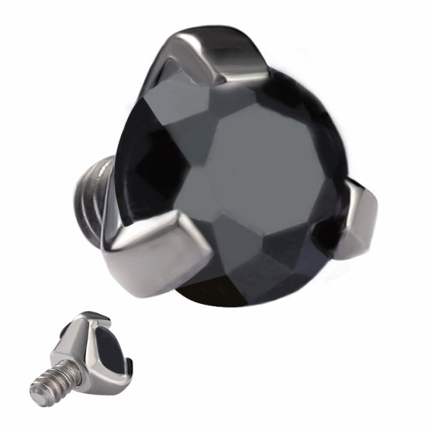 Titanium Internally Threaded Three Prong Set Black CZ End - Image 2