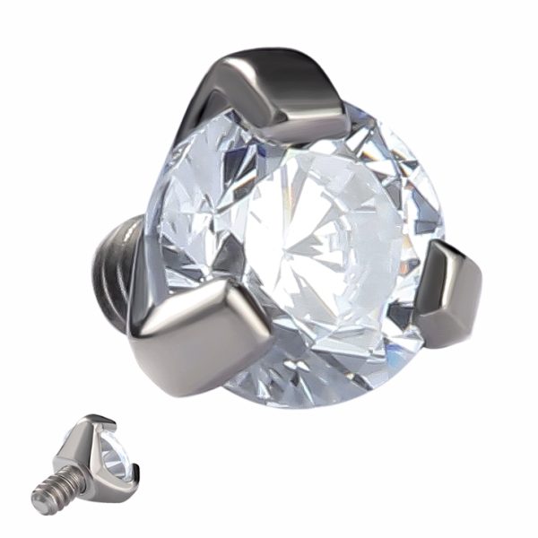 Titanium Internally Threaded Three Prong Set Gem End - Image 2