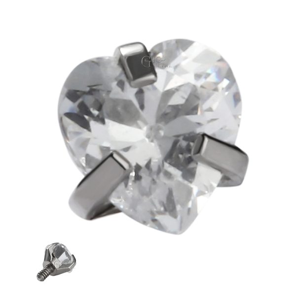 Titanium Internally Threaded Heart Gem End - Image 2
