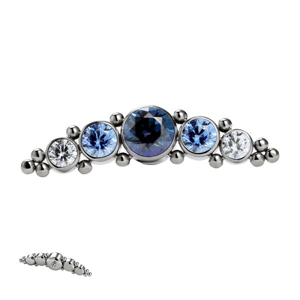 Titanium Internally Threaded Beaded Curved Gem Cluster End - Image 2